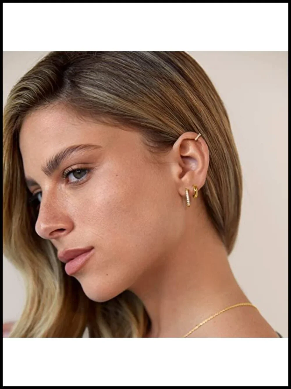 14K Gold Plated CZ Huggie Earrings for Women, Hypoallergenic Hoop Piercing, 925